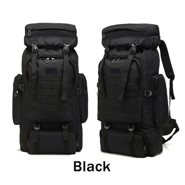 80L Waterproof Molle Camo Tactical Backpack Military Army Hiking Camping Backpack Travel Rucksack Outdoor Sports Climbing Bag