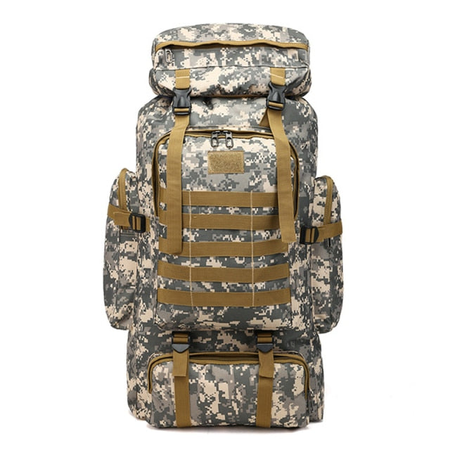 80L Waterproof Molle Camo Tactical Backpack Military Army Hiking Camping Backpack Travel Rucksack Outdoor Sports Climbing Bag