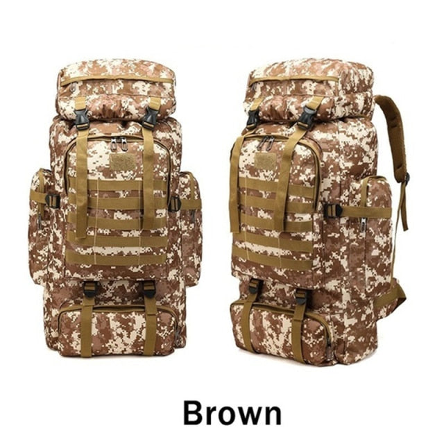 80L Waterproof Molle Camo Tactical Backpack Military Army Hiking Camping Backpack Travel Rucksack Outdoor Sports Climbing Bag