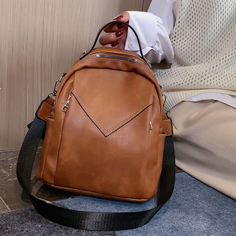 Fashion Women Leather Backpack Small PU School Bag Backpack for Teenager Girls Rucksack Vintage Shoulder Bags Mochila Feminina