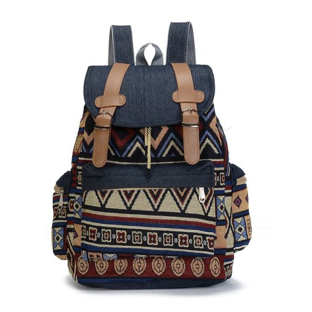 High Quality Women Canvas Vintage Backpack Ethnic Backpacks Bohemian Backpack Schoolbag