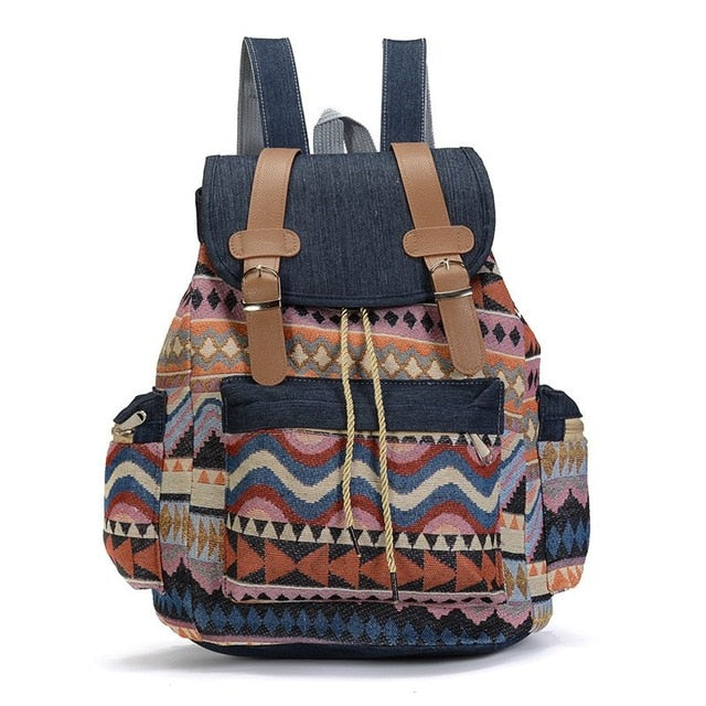 High Quality Women Canvas Vintage Backpack Ethnic Backpacks Bohemian Backpack Schoolbag