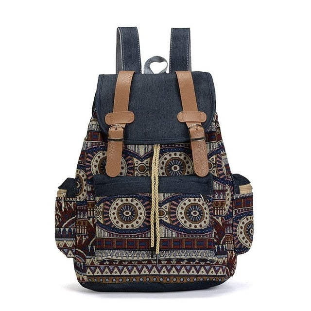 High Quality Women Canvas Vintage Backpack Ethnic Backpacks Bohemian Backpack Schoolbag