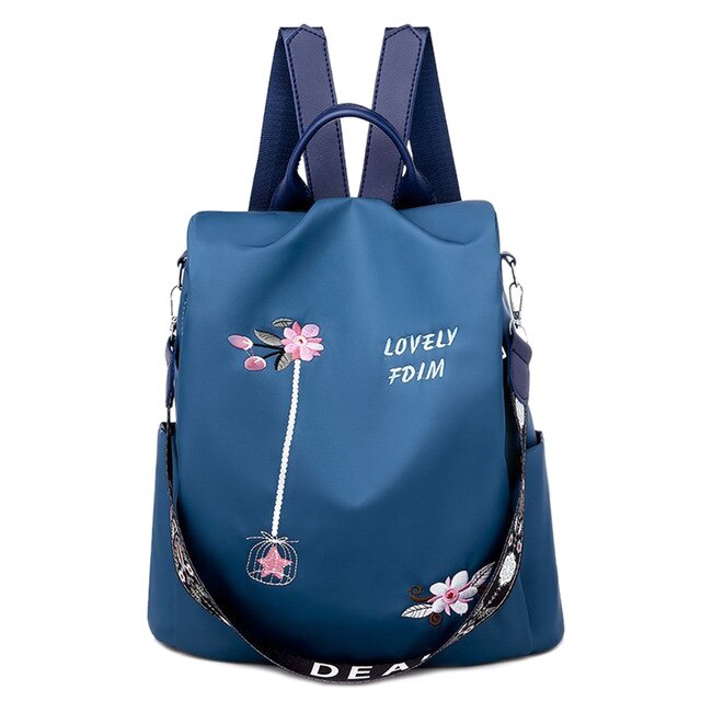 3 in 1 Embroidery Backpack Women Anti-theft Shoulder Bags Teenage Girls Casual Oxford High School Bags Simple Female Travel Bag