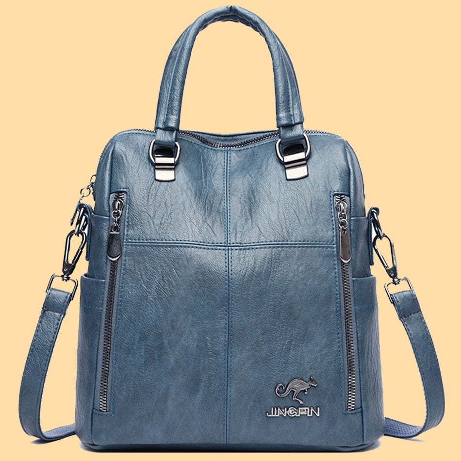 Back Pack Soft Leather Women Backpack Female Shoulder Bags for Women 2021 Travel Backpack Mochila School Bags for Teenage Girls