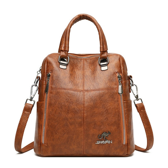 Back Pack Soft Leather Women Backpack Female Shoulder Bags for Women 2021 Travel Backpack Mochila School Bags for Teenage Girls