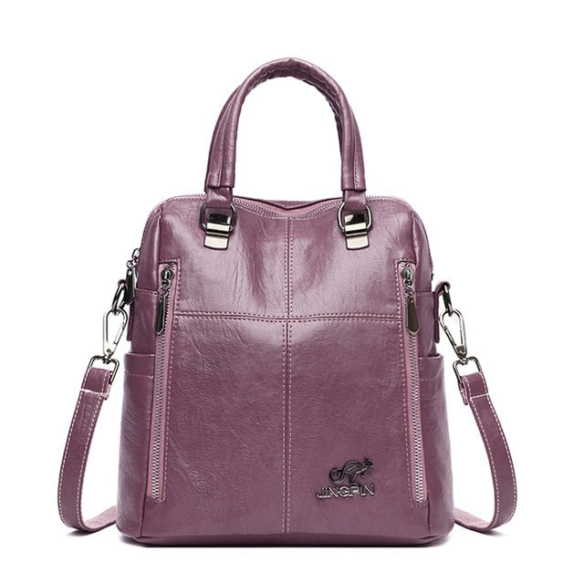 Back Pack Soft Leather Women Backpack Female Shoulder Bags for Women 2021 Travel Backpack Mochila School Bags for Teenage Girls