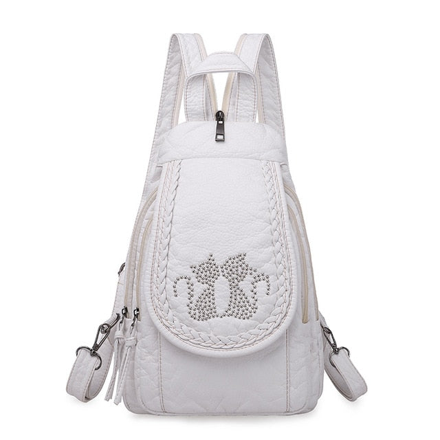Summer Ladies Washed Leather Backpack 3 In 1 Cute Cat Women Bagpack Small Travel Backpack for Girls Sac A Dos Mochila Feminina