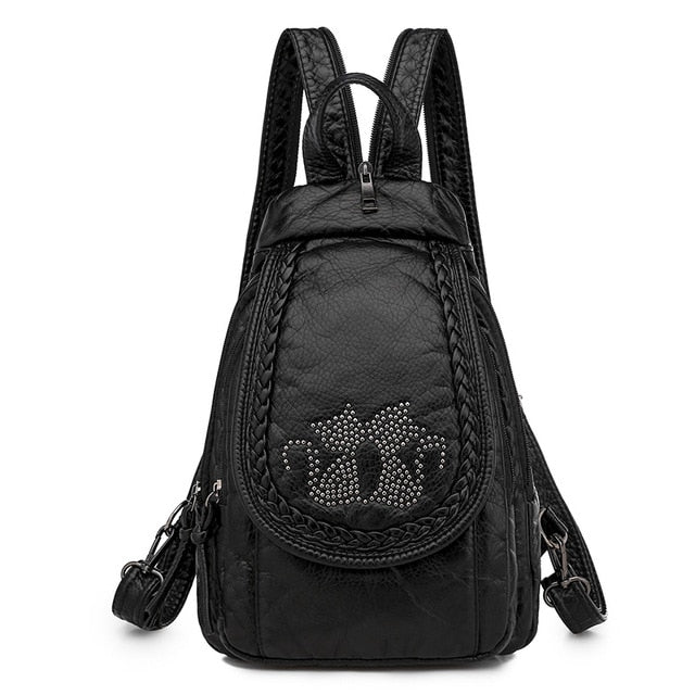 Summer Ladies Washed Leather Backpack 3 In 1 Cute Cat Women Bagpack Small Travel Backpack for Girls Sac A Dos Mochila Feminina
