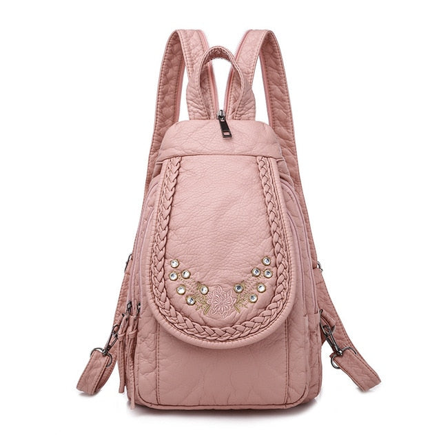 Summer Ladies Washed Leather Backpack 3 In 1 Cute Cat Women Bagpack Small Travel Backpack for Girls Sac A Dos Mochila Feminina