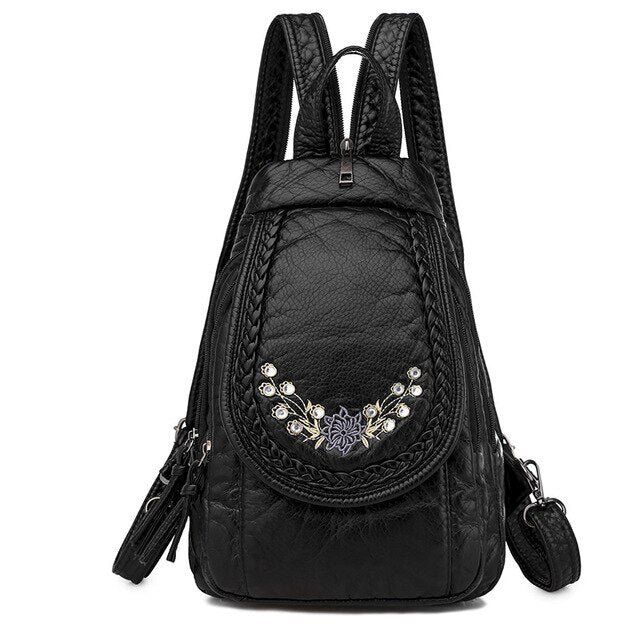 Summer Ladies Washed Leather Backpack 3 In 1 Cute Cat Women Bagpack Small Travel Backpack for Girls Sac A Dos Mochila Feminina
