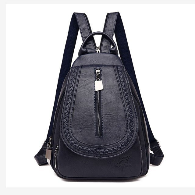 Women Leather Backpacks Zipper Female Chest Bag Sac a Dos Travel Back Pack Ladies Bagpack Mochilas School Bags For Teenage Girls