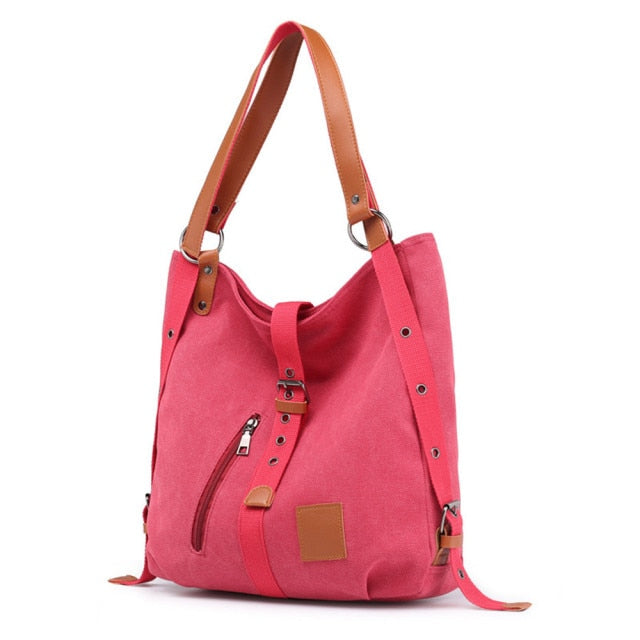 Women Large Capacity Canvas Backpack Tote Bag Leisure Shoulder Bags Big Travel Bags Back Pack for Students School